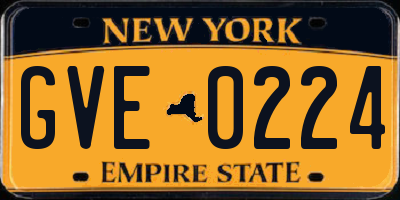 NY license plate GVE0224