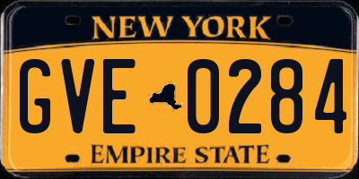 NY license plate GVE0284