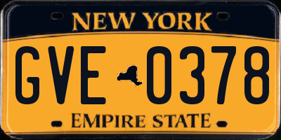 NY license plate GVE0378