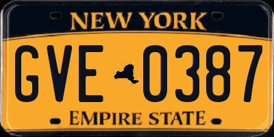 NY license plate GVE0387