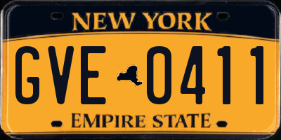 NY license plate GVE0411
