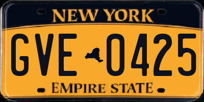 NY license plate GVE0425