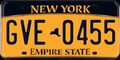 NY license plate GVE0455