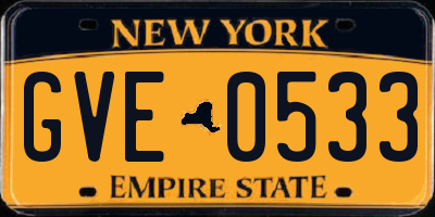 NY license plate GVE0533