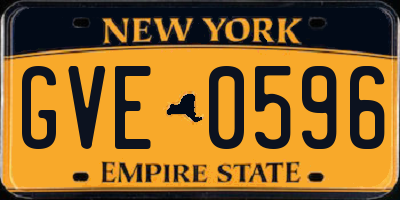 NY license plate GVE0596