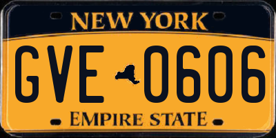 NY license plate GVE0606