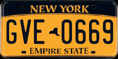 NY license plate GVE0669