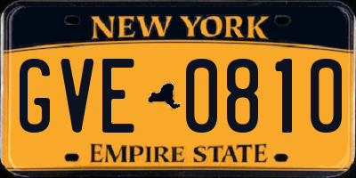 NY license plate GVE0810