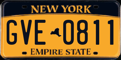 NY license plate GVE0811