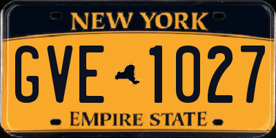 NY license plate GVE1027