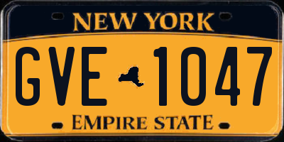 NY license plate GVE1047