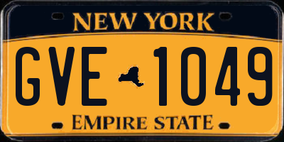 NY license plate GVE1049