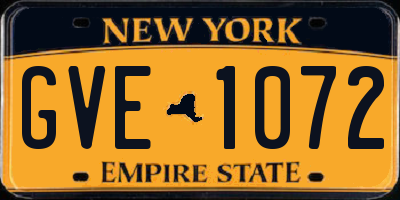 NY license plate GVE1072