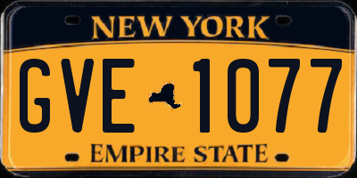 NY license plate GVE1077
