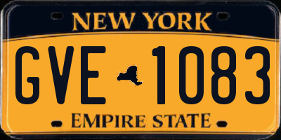 NY license plate GVE1083