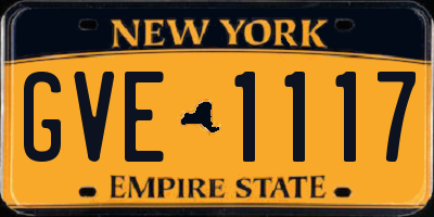 NY license plate GVE1117