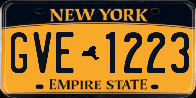 NY license plate GVE1223