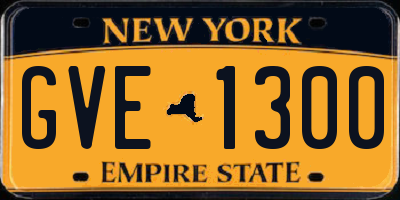 NY license plate GVE1300