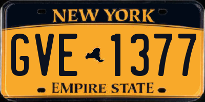 NY license plate GVE1377