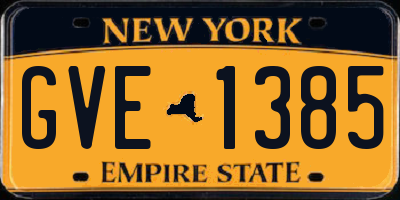 NY license plate GVE1385