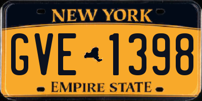 NY license plate GVE1398