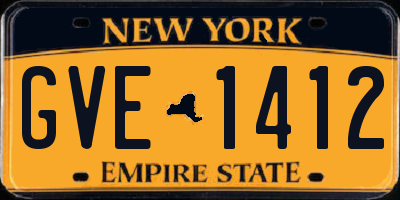 NY license plate GVE1412