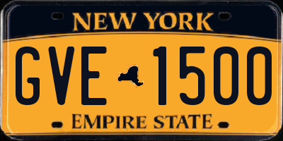 NY license plate GVE1500
