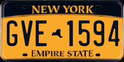 NY license plate GVE1594