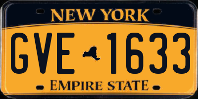 NY license plate GVE1633