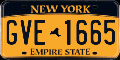 NY license plate GVE1665