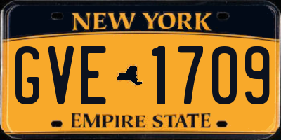 NY license plate GVE1709