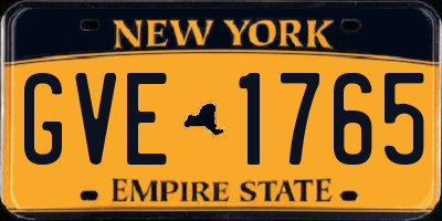 NY license plate GVE1765