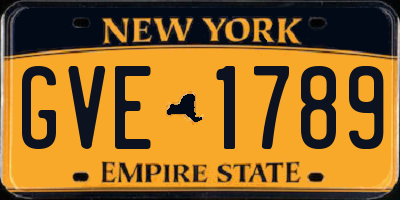NY license plate GVE1789