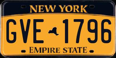 NY license plate GVE1796