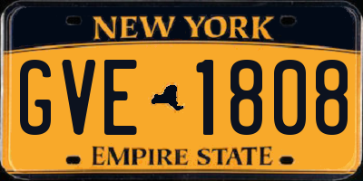 NY license plate GVE1808