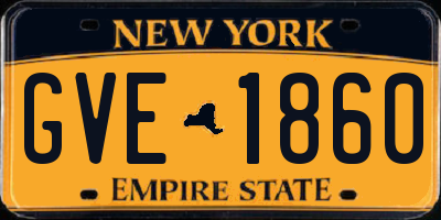 NY license plate GVE1860