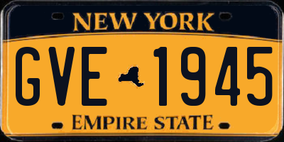 NY license plate GVE1945