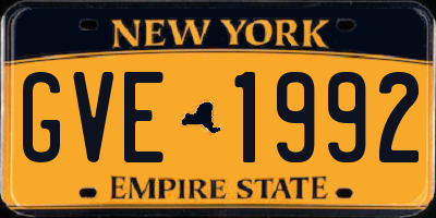 NY license plate GVE1992