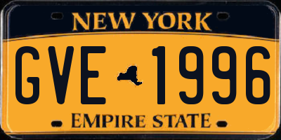 NY license plate GVE1996