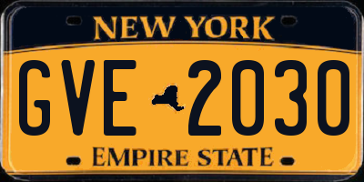 NY license plate GVE2030