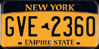 NY license plate GVE2360