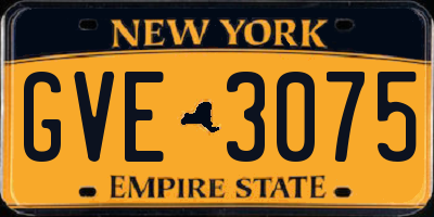 NY license plate GVE3075