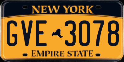 NY license plate GVE3078