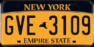 NY license plate GVE3109