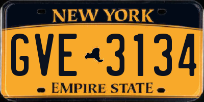 NY license plate GVE3134