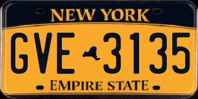 NY license plate GVE3135