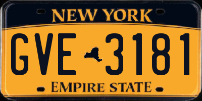 NY license plate GVE3181