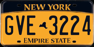 NY license plate GVE3224
