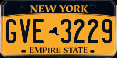 NY license plate GVE3229
