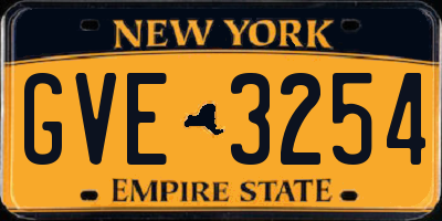 NY license plate GVE3254